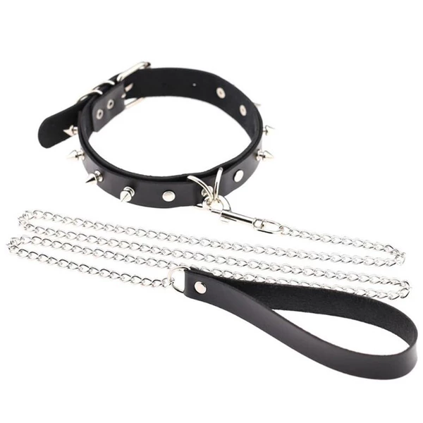 Fetish tentation Choker Spikes and Leash - Obroża ze smyczą