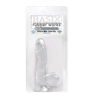 Basix Rubber Works Basix 6.5&#039; Dong W Suction Cup Clear - Dildo klasyczne