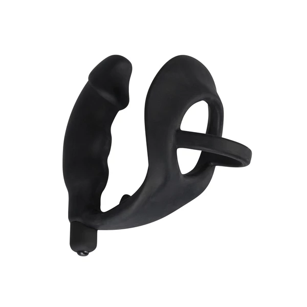 Black Velvets Ring + Vibro Plug - Wibrujący korek analny z pierścieniem erekcyjnym