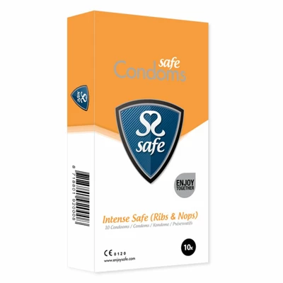 Safe IntenseSafe Condoms Rib Nop 10 szt - Prezerwatywy z wypustkami