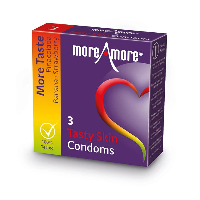 MoreAmore Condom Tasty Skin 3 szt - Prezerwatywy smakowe