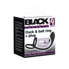 Black Velvets Cock + Ball Ring - Pierścień erekcyjny z korkiem analnym