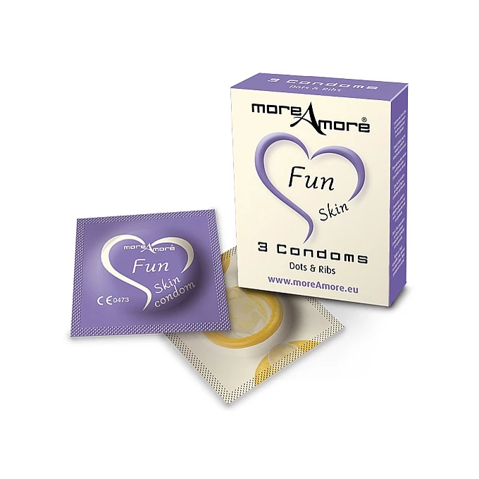 MoreAmore Condom Fun Skin 3 szt - Prezerwatywy z wypustkami