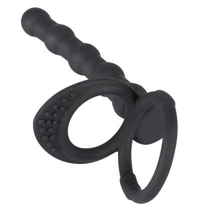 Black Velvets Cock &amp; Ball Ring - Pierścień erekcyjny z koralikami analnymi