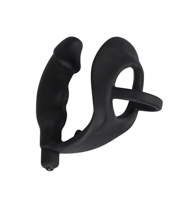 Black Velvets Ring + Vibro Plug - Wibrujący korek analny z pierścieniem erekcyjnym