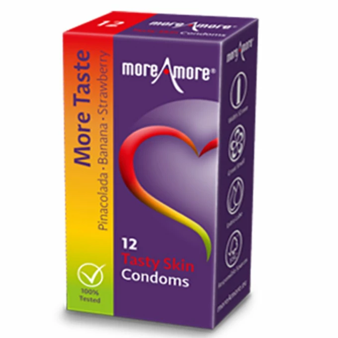 MoreAmore Condom Tasty Skin 12 szt - Prezerwatywy smakowe