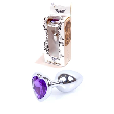 Boss Series Jewellery Silver Heart Purple - Korek analny, fioletowy