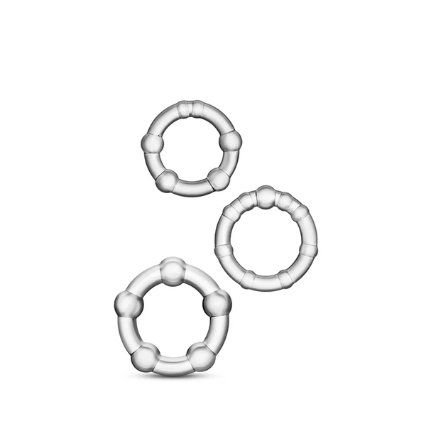 Blush Stay Hard Beaded Cockrings Clear - Zestaw 3 elastycznych pierścieni erekcyjnych