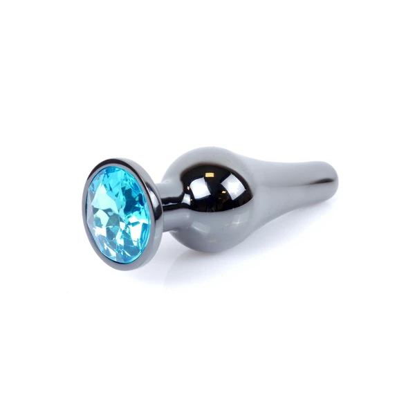 Boss Series Jewellery Dark Silver Butt Light Blue - Korek analny, błękitny