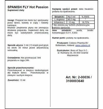 Cobeco Spanish Fly Hot Passion Eu 15 Ml - środek zwiększający libido