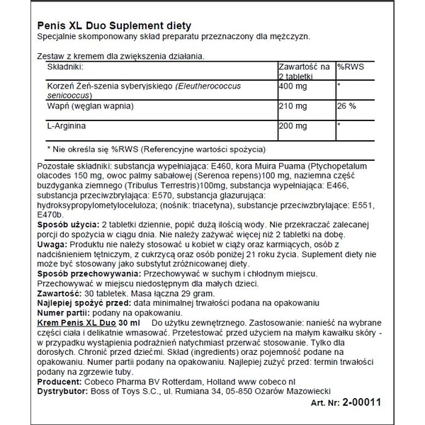Cobeco Penis Xl Duo PackEfs - Tabletki na powiększenie penisa