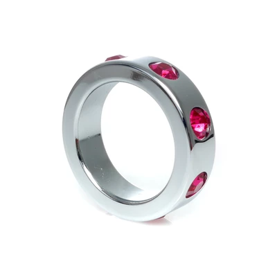 Boss Series Metal Ring Pink Diamonds M - Metalowy pierścień erekcyjny