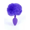 Boss Series Jewellery Silikon Plug Bunny Tail Purple - Korek analny z ogonkiem, fioletowy