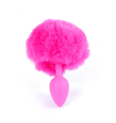 Boss Series Jewellery Silikon Plug Bunny Tail Pink - Korek analny z ogonkiem, różowy