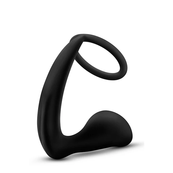 Blush Anal Adventures Cock Ring Plug Black - korek analny z pierścieniem erekcyjnym