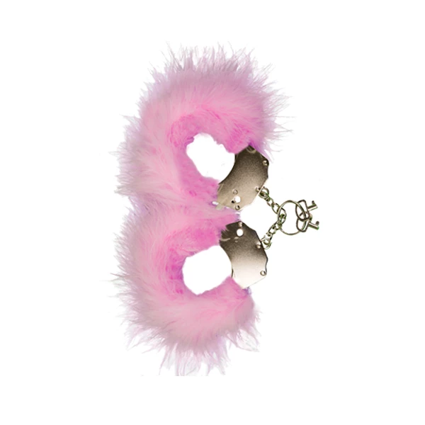 Cnex Metallic Handcuffs,Feather Cov Pink - Kajdanki z futerkiem, różowe