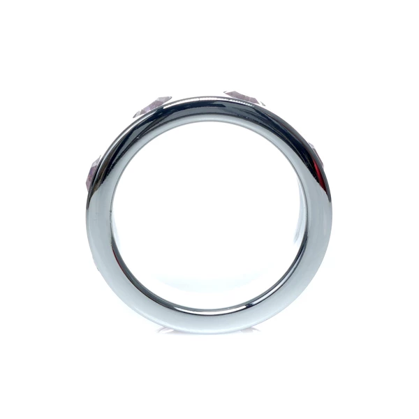 Boss Series Metal Ring Rose Diamonds L - Metalowy pierścień erekcyjny