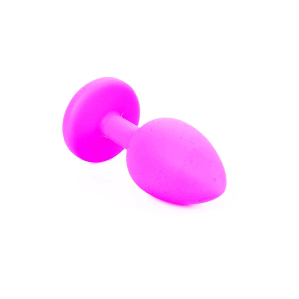 Boss Series Jewellery Pink Silikon Plug Small Light Blue Diamond - Korek analny, różowy