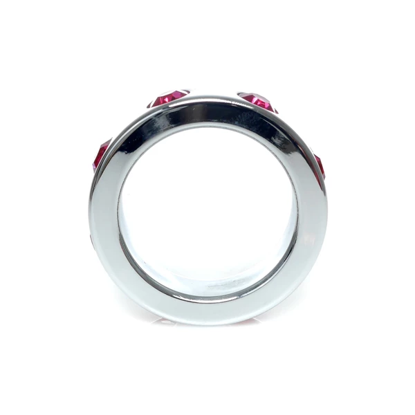 Boss Series Metal Ring Pink Diamonds M - Metalowy pierścień erekcyjny