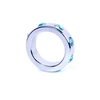 Boss Series Metal Cock Ring With Light Blue Diamonds Medium - metalowy pierścień erekcyjny, zdobiony