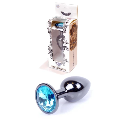 Boss Series Jewellery Dark Silver Light Blue - Korek analny, błękitny