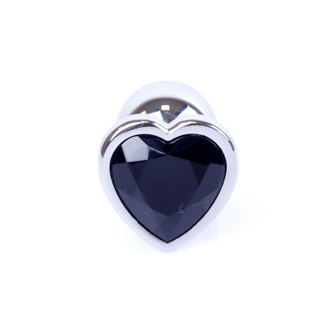 Boss Series Jewellery Silver Heart Black - Korek analny, czarny