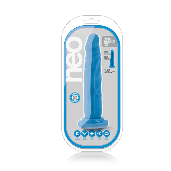 Blush Neo 7.5Inch Dual Density Cock Neon Blue - dildo klasyczne