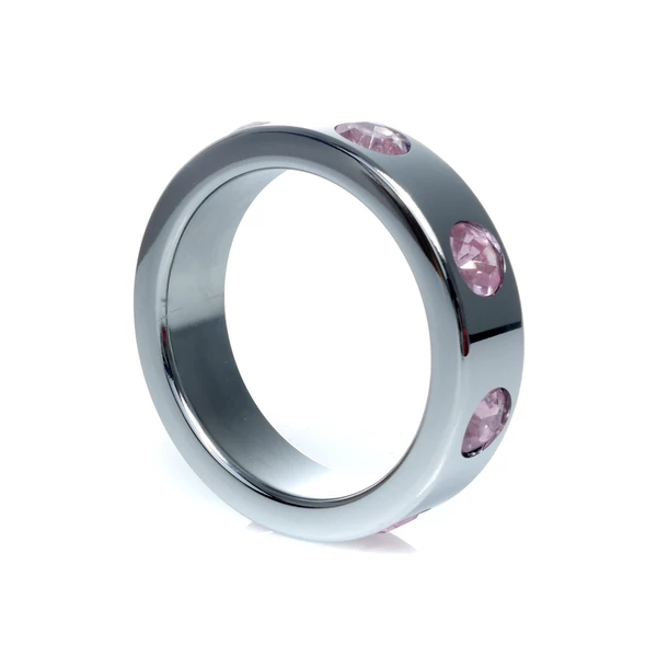 Boss Series Metal Ring Rose Diamonds L - Metalowy pierścień erekcyjny