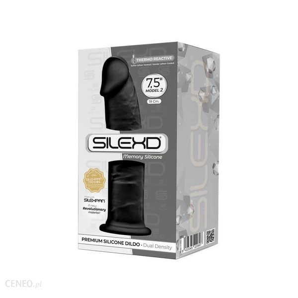 Cnex SD Model 2 - 7 5' Black thermo - Dildo klasyczne termoaktywne, czarne