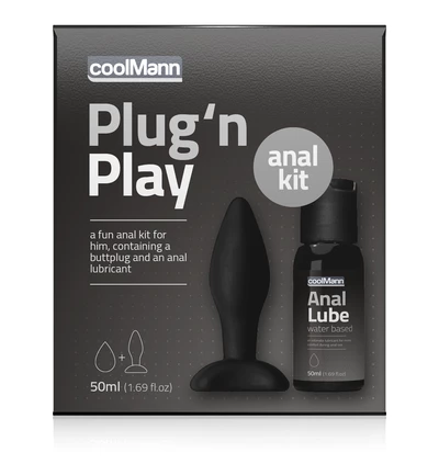 Cobeco Coolmann Plug'N Play Duo Set (50Ml) - zestaw korek analny i lubrykant