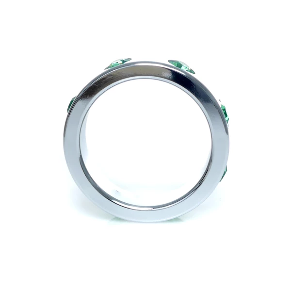 Boss Series Metal Ring Green Diamonds L - Metalowy pierścień erekcyjny
