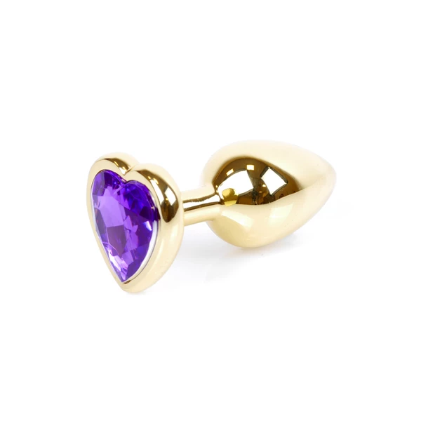 Boss Series Jewellery Gold Heart Purple - Korek analny, fioletowy