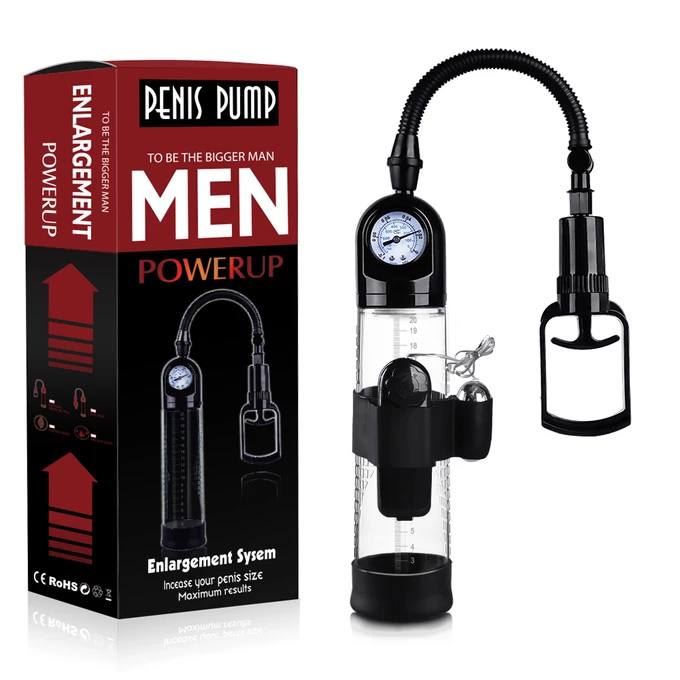 Boss Series Powerpump Master Vibrating Black&amp;Clear - Pompka powiększająca penisa