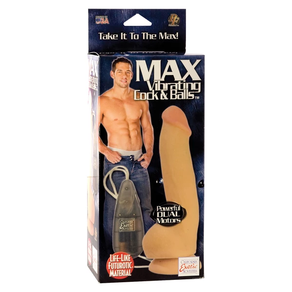 CalExotics Max Vibrating Cock &amp; Balls - Wibrujące dildo na pilota