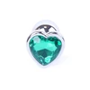 Boss Series Jewellery Silver Heart Green - Korek analny, zielony
