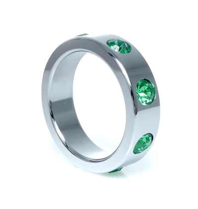 Boss Series Metal Ring Green Diamonds L - Metalowy pierścień erekcyjny