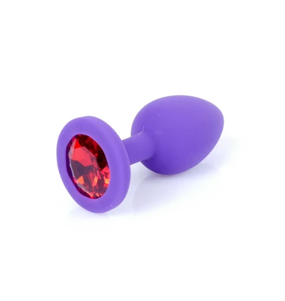 Boss Series Jewellery Purple Silikon Plug Small Red Diamond - Korek analny, fioletowy