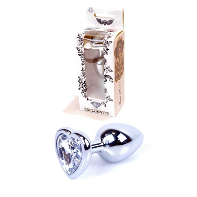 Boss Series Jewellery Silver Heart Clear - Korek analny, przezroczysty