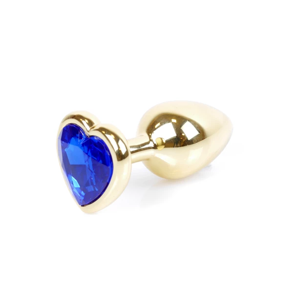 Boss Series Jewellery Gold Heart Dark Blue - Korek analny, fioletowy