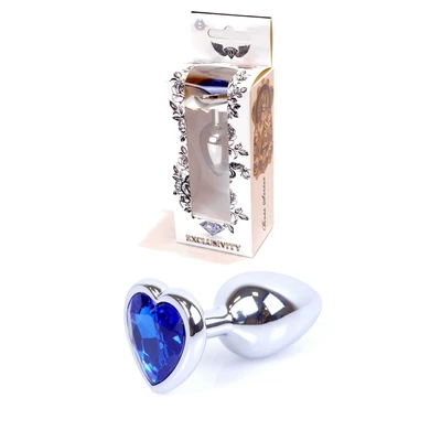 Boss Series Jewellery Silver Heart Dark Blue - Korek analny, niebieski