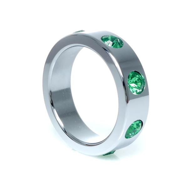 Boss Series Metal Ring Green Diamonds L - Metalowy pierścień erekcyjny