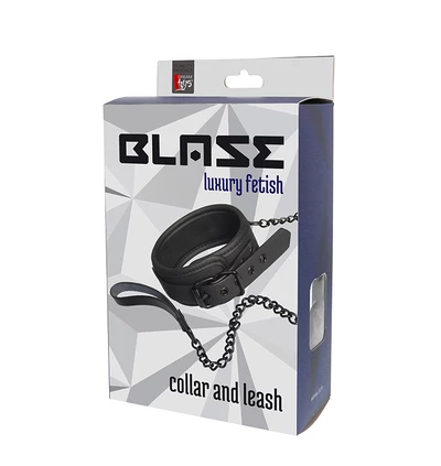 BlazeCollar And Chain Black - Obroża ze smyczą, czarne