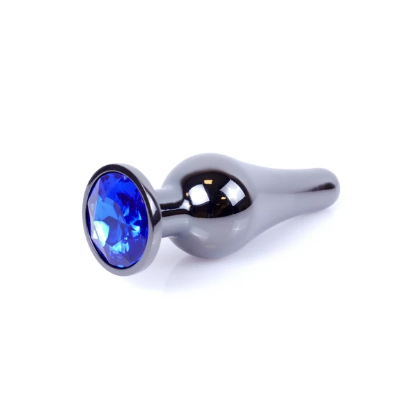 Boss Series Jewellery Dark Silver Butt Dark Blue - Korek analny, niebieski