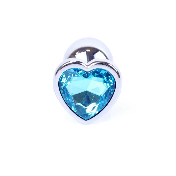 Boss Series Jewellery Silver Heart Light Blue - Korek analny, błękitny