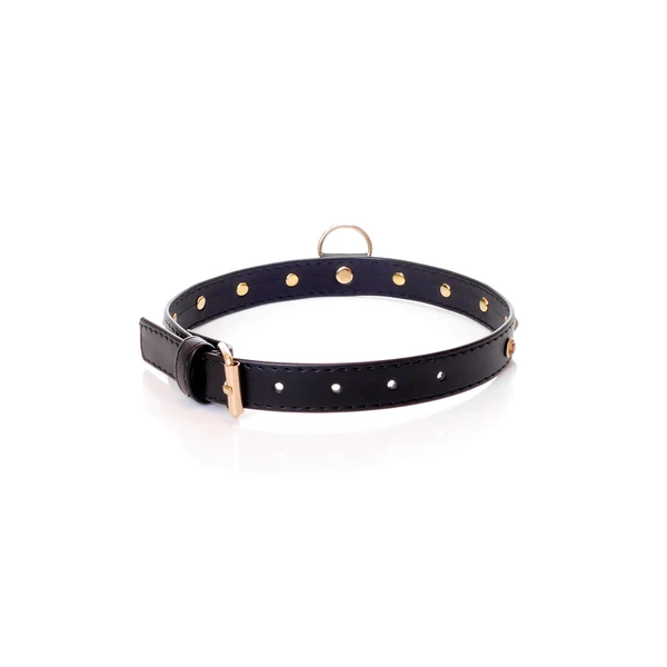 Fetish Fantasy Collar 2 Cm Gold Crystal - Obroża na szyje, Czarno-Złota