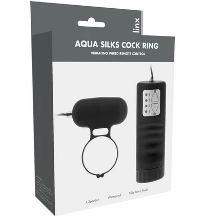 Kinx Linx Aqua Silks Cock Ring Black Os - Pierścień wibrujący na penisa