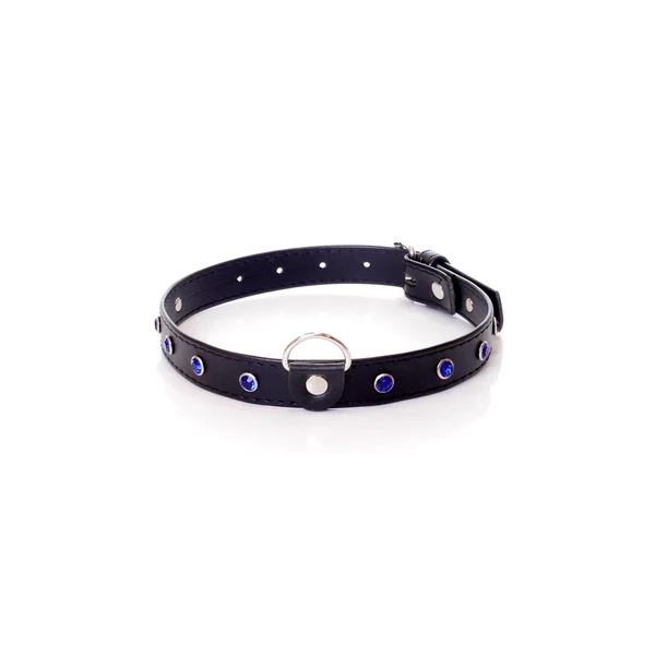 Fetish Fantasy Collar 2 Cm Navy Blue Crystal - Obroża na szyje, Czarno-niebieska