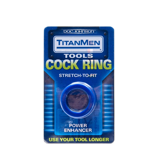 Doc Johnson Titanmen Cockring Blue - Elastyczny pierścień erekcyjny