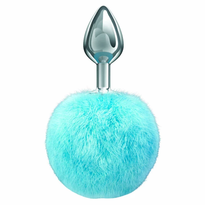 Lola Games Anal Plug Diamond Twinkle Blue - Korek analny z pomponem, niebieski