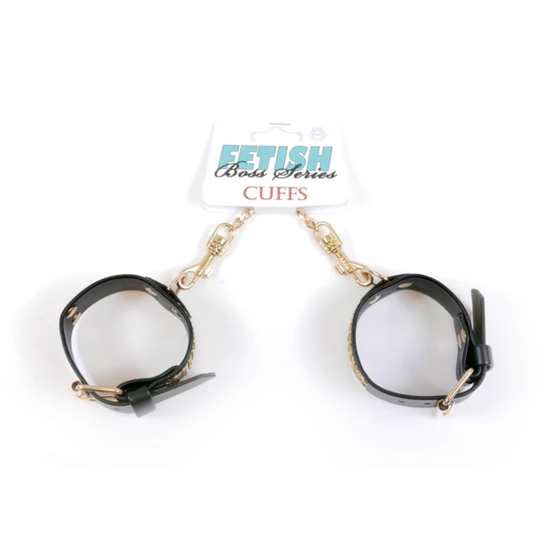 Fetish Fantasy HandcuWith Cristals 3 Cm Gold - Kajdanki, czarno złote